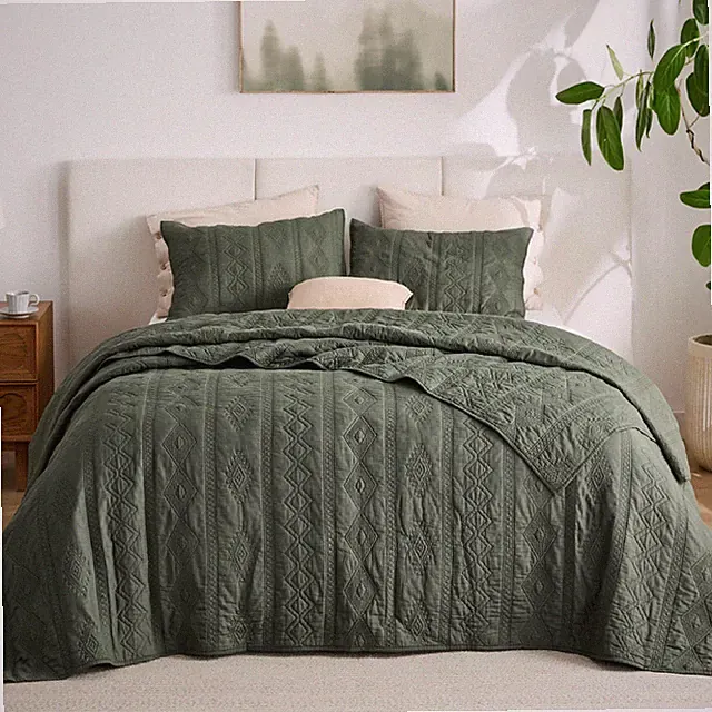 Bedsure 100 Cotton Quilt Set - Queen Size Bedspread Lightweight Soft Bed