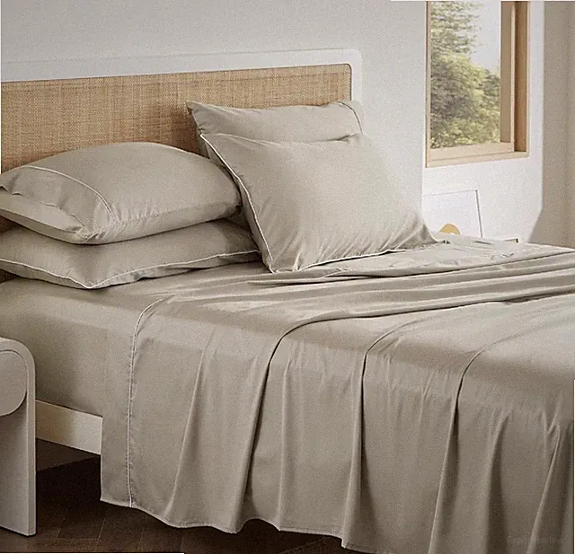 Bedsure 100% Cotton Sheets Queen Size Bed Set - 300 Thread Count Sateen Weave