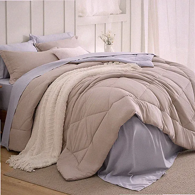 Bedsure Beige Full Comforter Set - 7 Pieces Reversible Bed Set Bed In A Bag