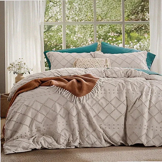 Bedsure Boho Duvet Cover twin - Boho Bedding, Tufted Queen Duvet Cover for A...