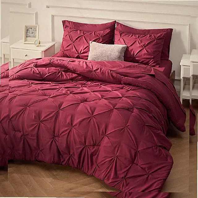 Bedsure Burgundy Comforter Set Queen - Bed in a Bag 7 Queen