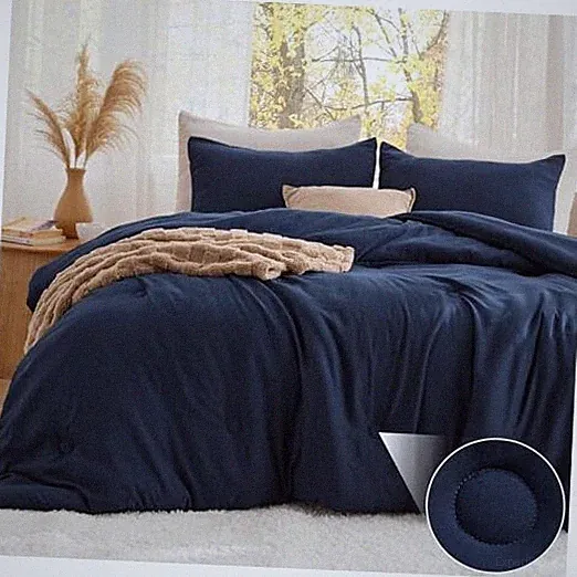 Bedsure Comforter Set Navy, Soft Prewashed Size Bedding, Queen 07-navy-circle