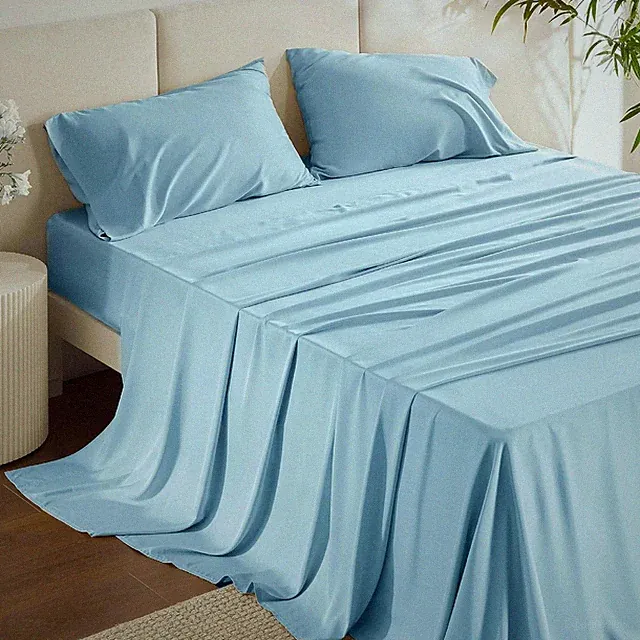 Bedsure Cooling Sheet Set, Rayon Derived from Bamboo, Soft, Blue/Turquoise, King