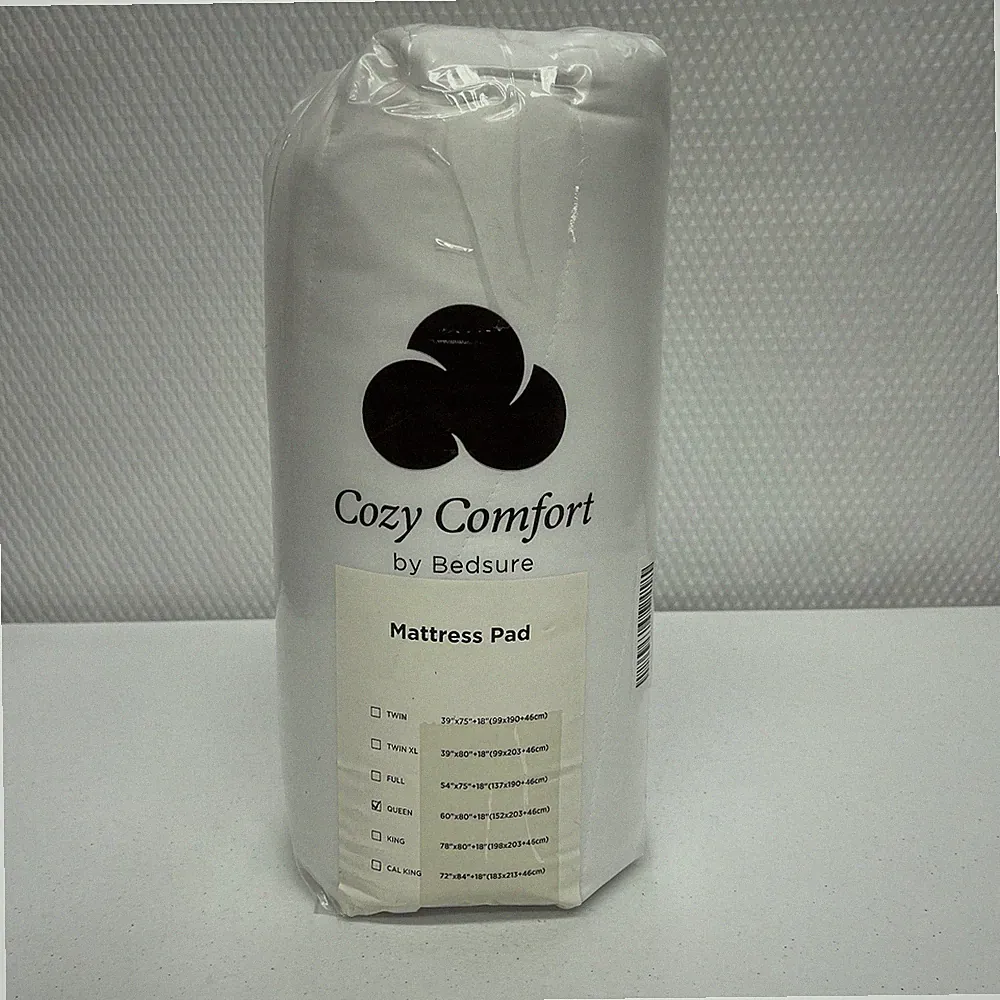 Bedsure Cozy Comfort Mattress Pad Queen White Fitted Mattress Topper New