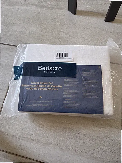 Bedsure Duvet Cover Set 3pcs 100% Washed Cotton Cream Beige Queen 90x90in - NEW