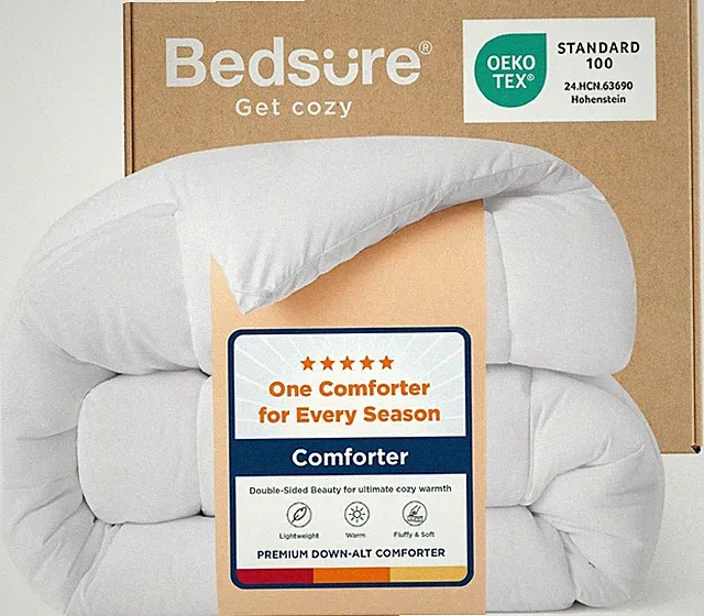 Bedsure Full Comforter Duvet Insert, All Season Bed Comforter, Quilted Down Alte