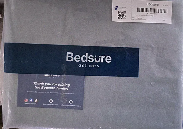 Bedsure Gray Solid Color Cotton Queen Duvet Cover Rectangular Bedroom