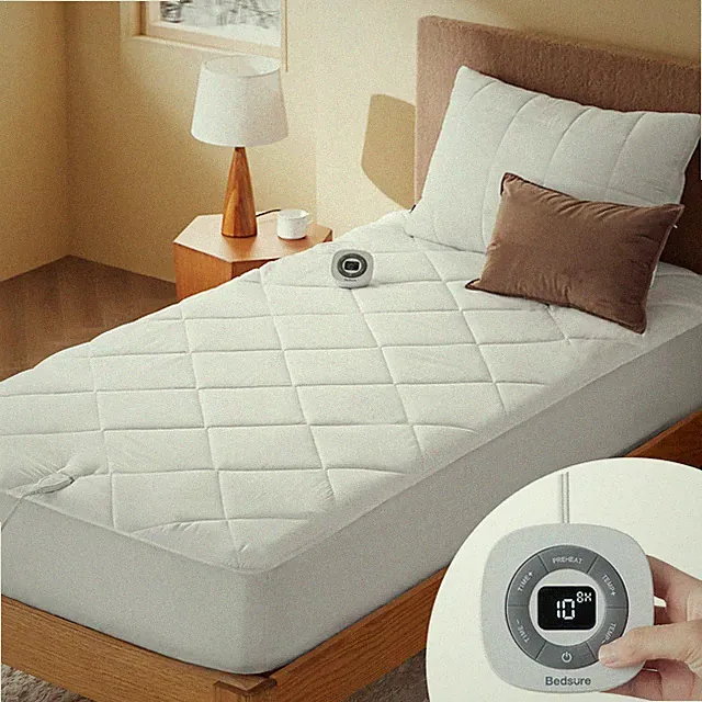 Bedsure Heated Mattress Pad Twin - Bed Warmer with Twin, White - Brushed