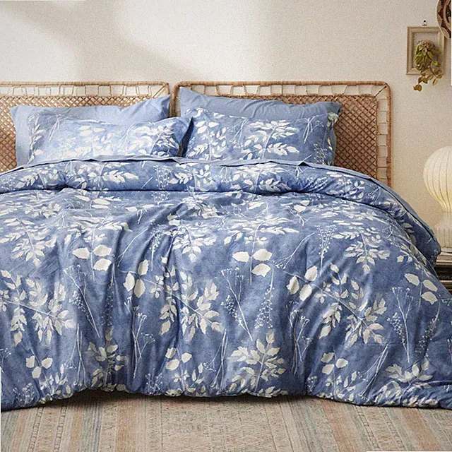 Bedsure King Comforter Set 7 Piece Floral Blue