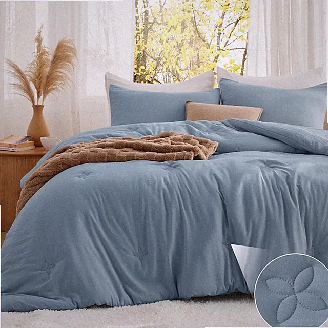 Bedsure King Size Comforter Set Mineral Blue Soft Prewashed King Bedding