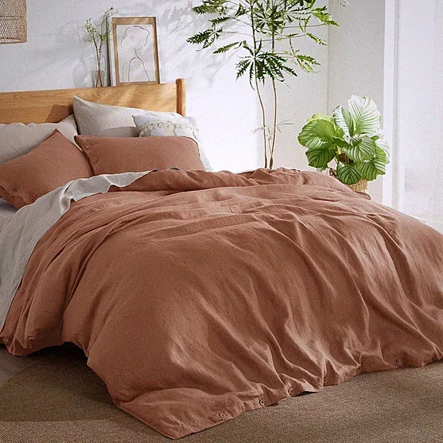 Bedsure King Size Linen Cotton Blend Duvet Cover & 2 Pillow Cases
