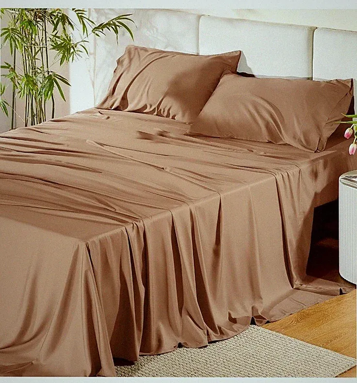Bedsure King Size Sheets Set,Cooling Sheets for Hot Sleepers,Rayon Derived Khaki