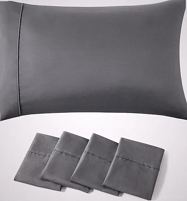 Bedsure Pillow Cases Standard Size Set of 4 - Dark Grey Brushed Microfiber Pillo