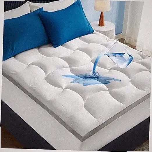 Bedsure Pillow Top Mattress Topper - Waterproof Mattress Protector King White