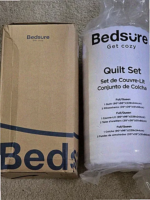 Bedsure Queen Quilt W/ 2 Pillow Shams White