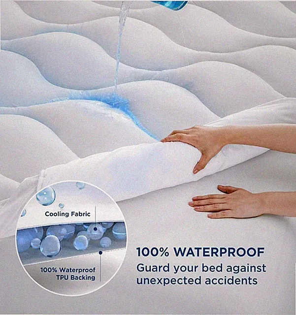 Bedsure Queen Waterproof Mattress Protector Cooling Plush Topper Pad Soft
