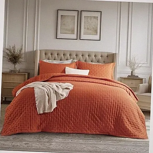 Bedsure Quilt - Red Orange Bedspread Size & King 19 - Red Orange - Clover