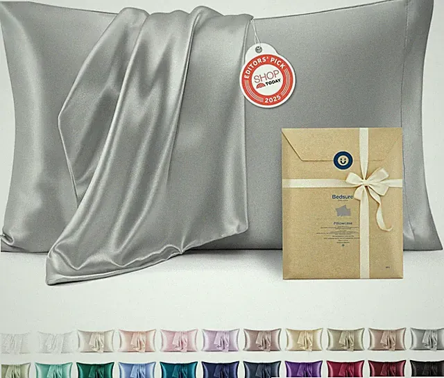 Bedsure Satin Pillowcase, Similar to Silk Pillow Cases Queen Size Set of 2, Cool