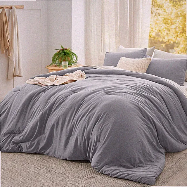 Bedsure Super King Comforter Set Grey 120x120 3 Piece Bedding