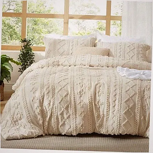 Bedsure Tufted Boho Comforter Set Size - Beige Boho Queen 01 - Beige - Elegant