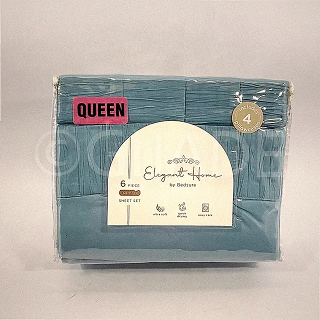 Elegant Home by Bedsure Luxury Queen Bed Sheet 6Pcs Polyester Blue New