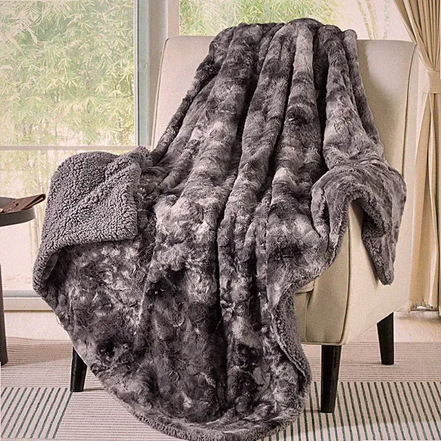 Luxury Bedsure Sherpa Throw Blanket – Ultra Soft, Warm & Stylish Tie-Dye Gray