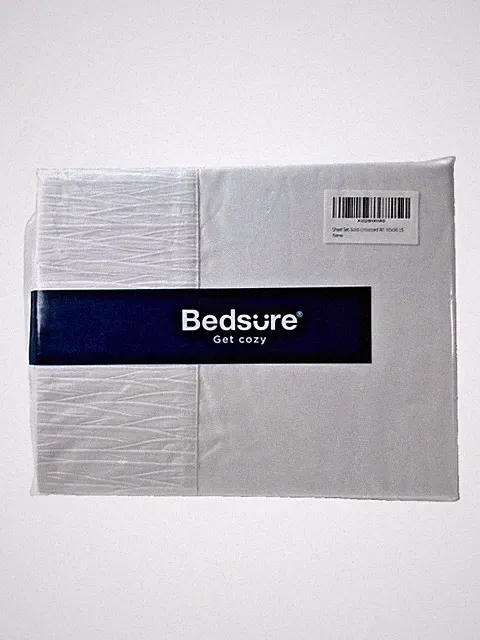 NEW Bedsure Get Cozy Sheet Set W1 WHITE Embossed Set Size TWIN Size 66X96"